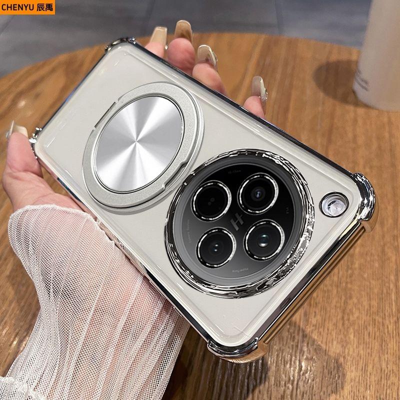 For OPPO Find X8 Pro X7 Ultra Case Transparent Plating TPU 360° Rotating Bracket Anti-fall Cover For OPPO Find X 8 Pro Funda