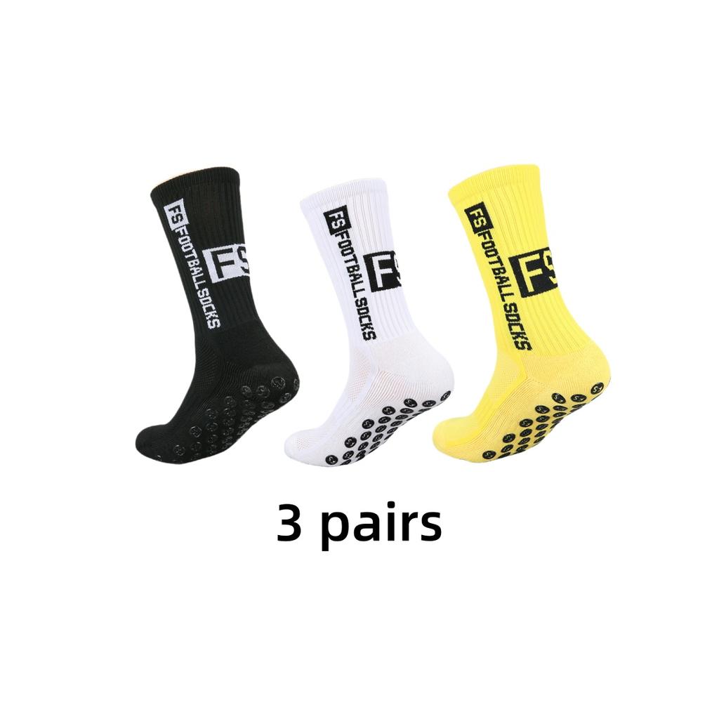 3 Pairs Non Slip Football Socks Mens Friction Gasket Tube Running Ice Snow Hiking Athletic Over Knee Stockings Basketball Socks