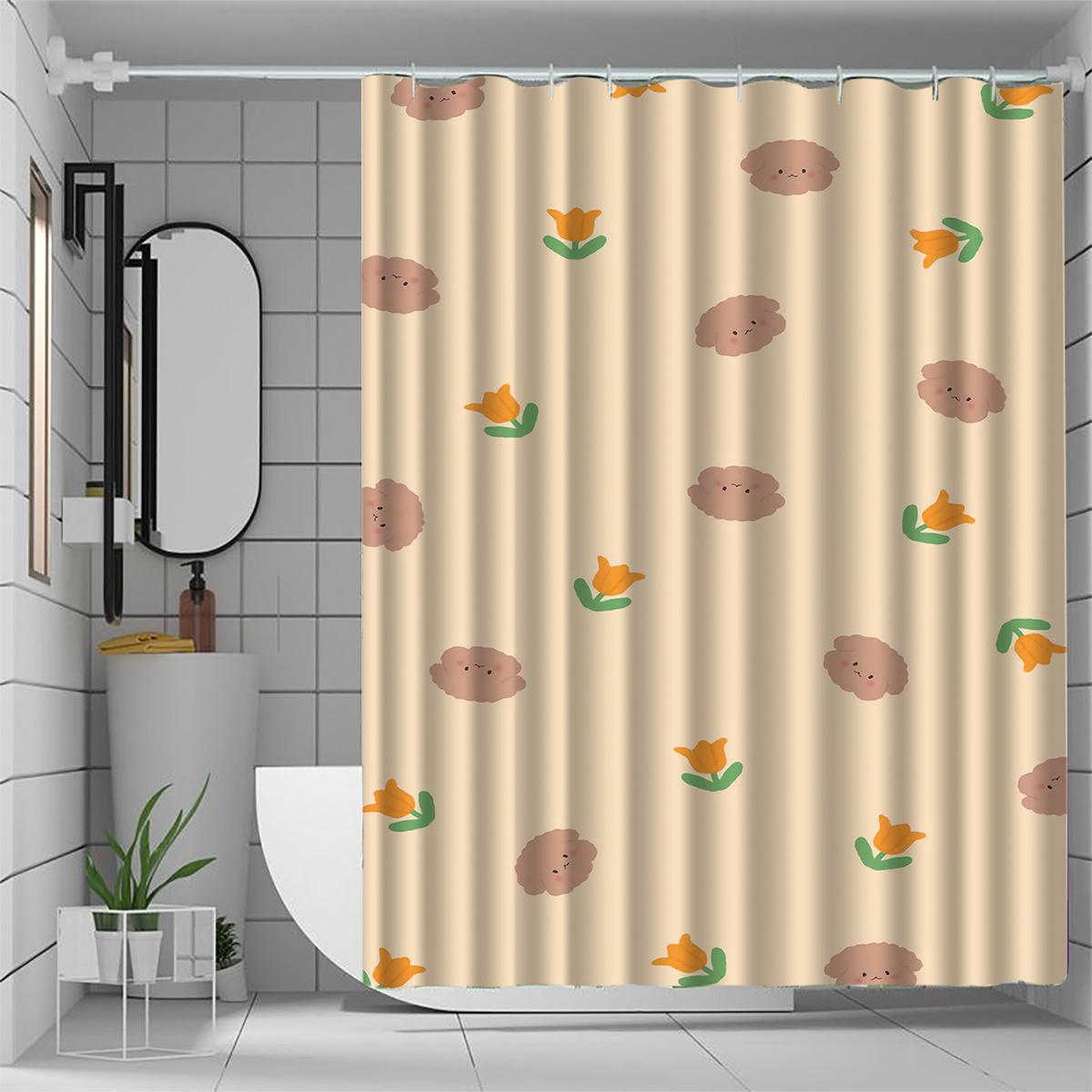 

Dumpling Pattern Curtain - Water-Resistant Polyester, Machine Washable, Hooks, All-Season Bath Decor, Anti-Fog W60H190(CM)-1 Pcs