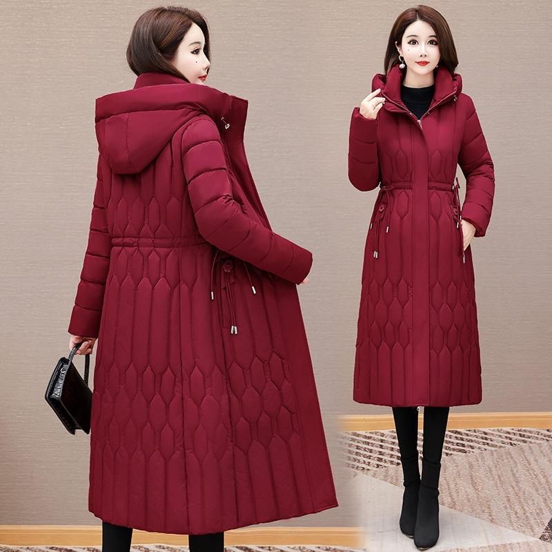 Medium down cotton women's new winter mother's wear thickened cotton-padded jacket women's long fat plus size cotton-padded jacket