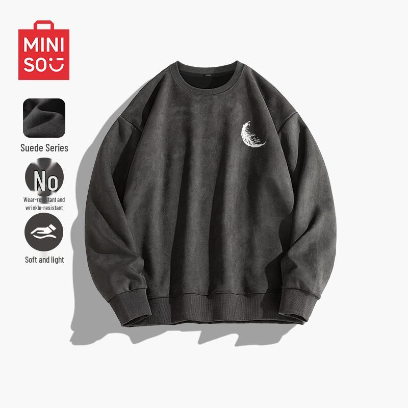 MINISO Men's Suede-Feel Crewneck Sweatshirt