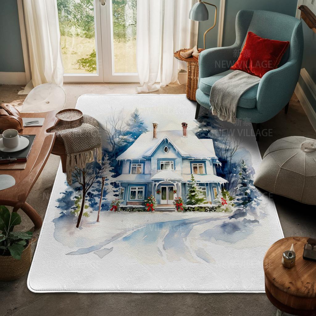 House Entrance Carpet Home Door Mat Living Room Bath Foot Bathroom Non-slip Water Absorption Rugs Bath Merry Christmas Winter