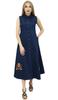 Bimba Women Classic Collar Neck Shirt Dress Dark Blue Sleeveless Dresses -