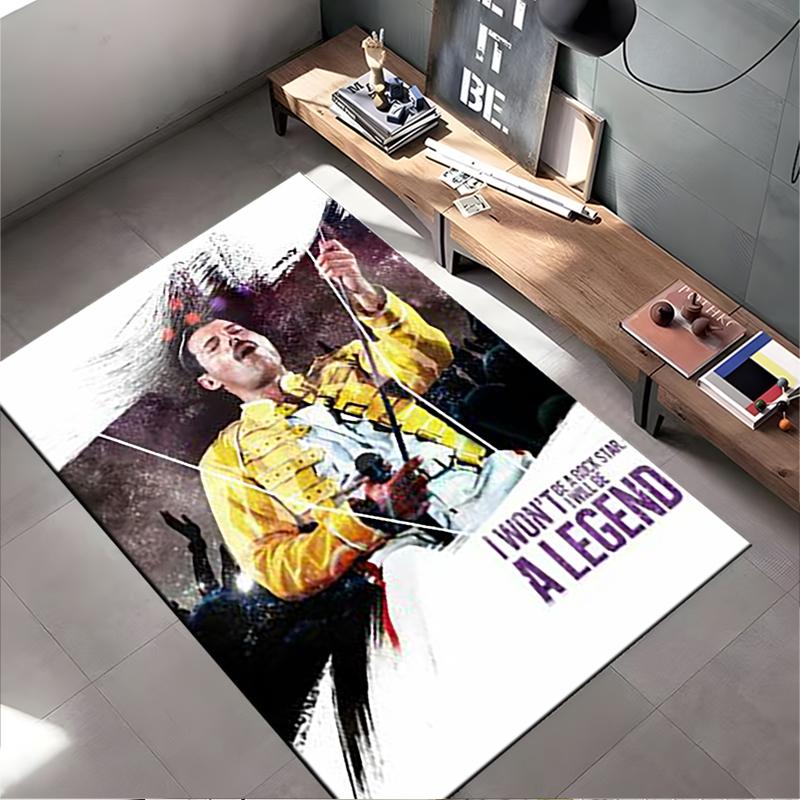 Pop Culture Area Rug, Freddie Mercury I Wont Be a Rock Star I Will Be a Legend Poster, Man Cave Decor, Non-Slip Mat