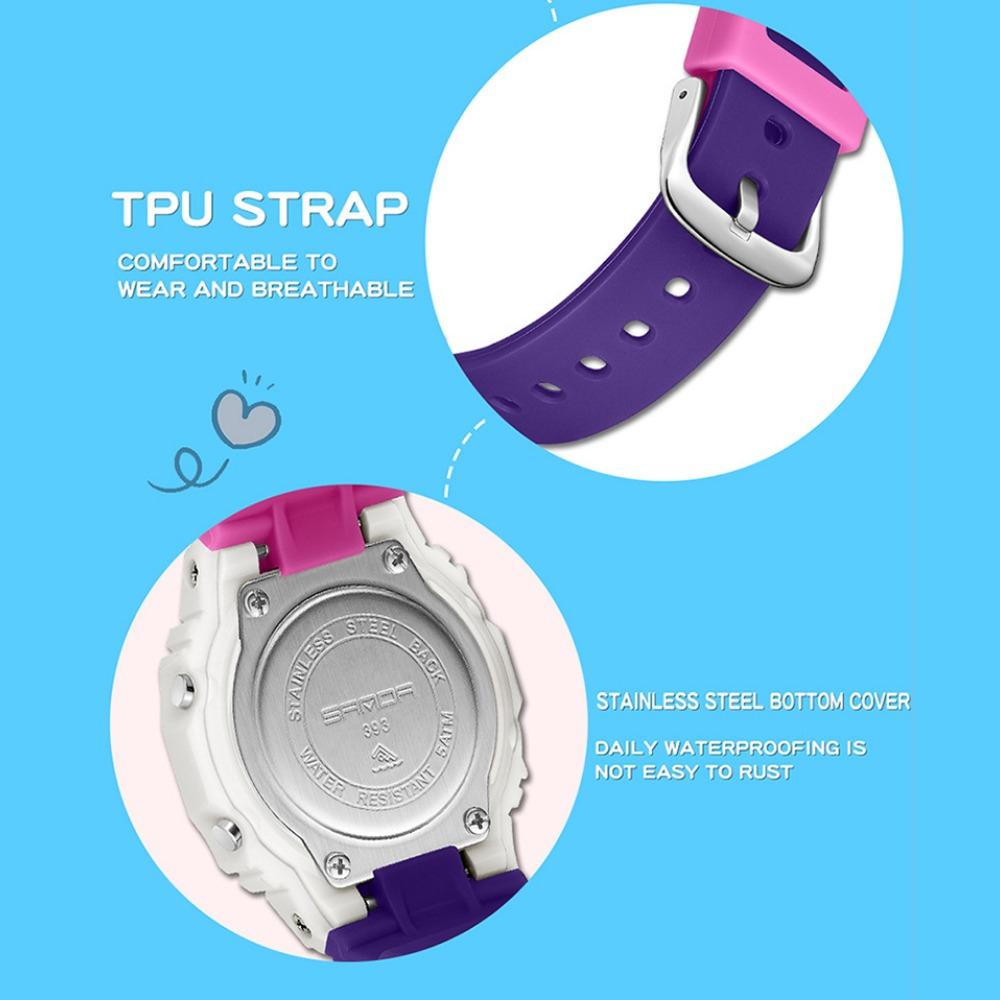 SANDA Square Electronic Watch Colourful Creative Personality Candy Colour Waterproof Alarm Clock Electronic Watch