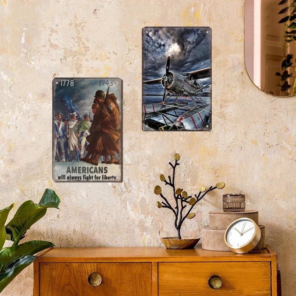 Vintage Airplane Posters Metal Tin Signs Decor Model Plane Meeting Aerien Metal Plate Wall Decor Bar Club