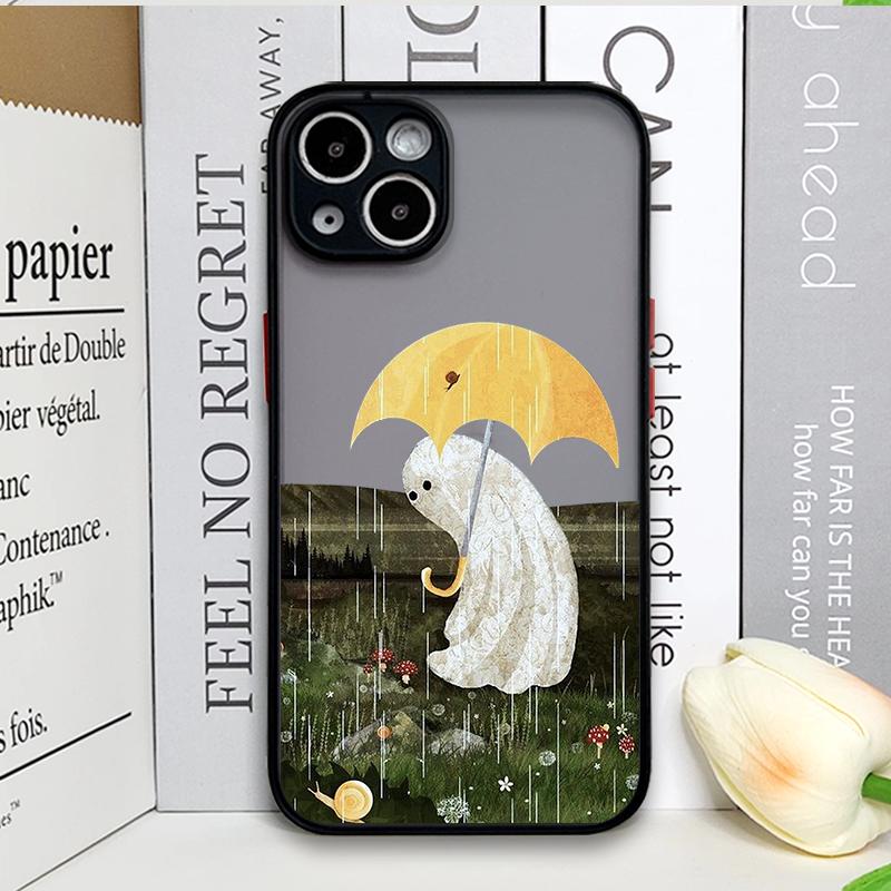 Cute Cartoon Little Ghost Phone Case for Samsung Galaxy S25 Edge S24 Ultra S23 S22 Plus S21 FE Back Covers Funny Halloween Gifts