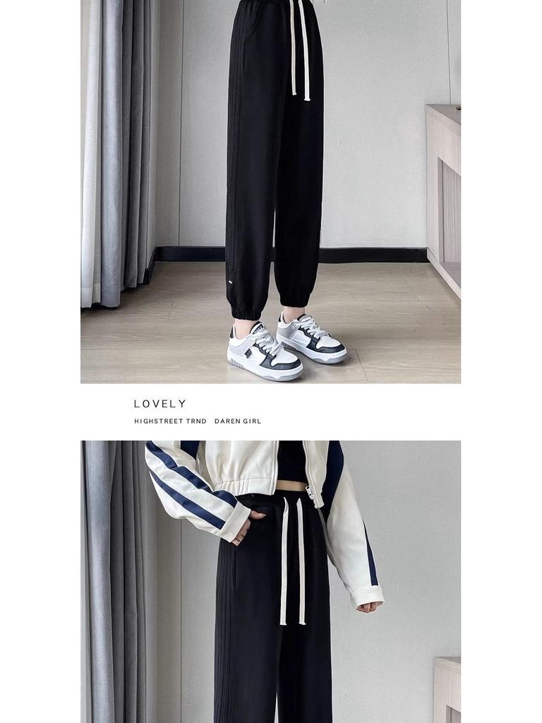 2025 High Street Black Joggers: Casual American Vibe, Straight Leg, Loose Fit, Cuffed.