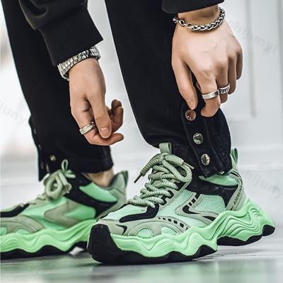 Men's Height Increase Vulcanized Shoes Autumn New Breathable Fashion Platform Sneakers Fashion Cross Tied Non Slip Casual Shoes