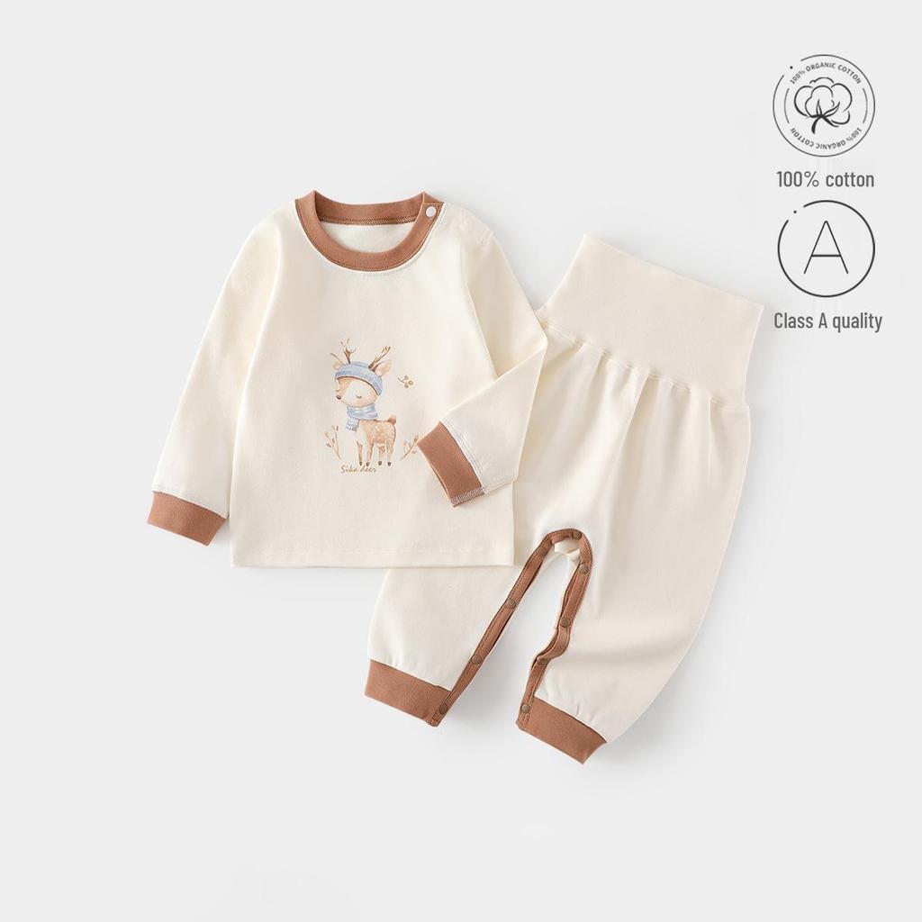 Children's Pure Cotton Long Johns Set – Infant & Toddler Two-Piece for Spring/Autumn