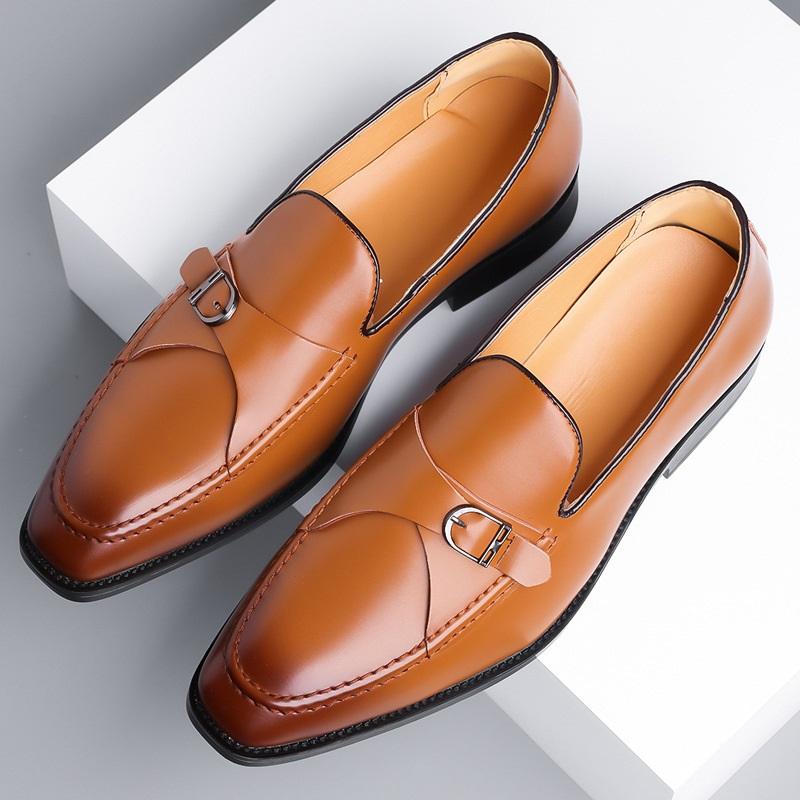 Luxury Trend Designer New Black Brown Patent Leather Casual Shoes For Men Monk Strap Loafers Formal Wedding Dress Homecoming