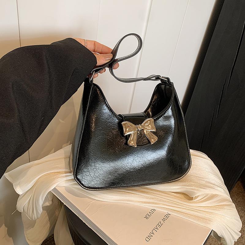 

Сумка Bow Gentle Temperament, весенняя универсальная сумка через плечо и подмышку, сумка-тоут чёрный