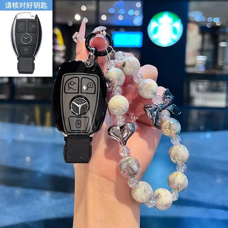 TGM3   Female Key Case for Mercedes Benz CLS CLA GL R SLK AMG A B C S Class 3 Button Remote Car Key Cover Holder Keychain Accessories