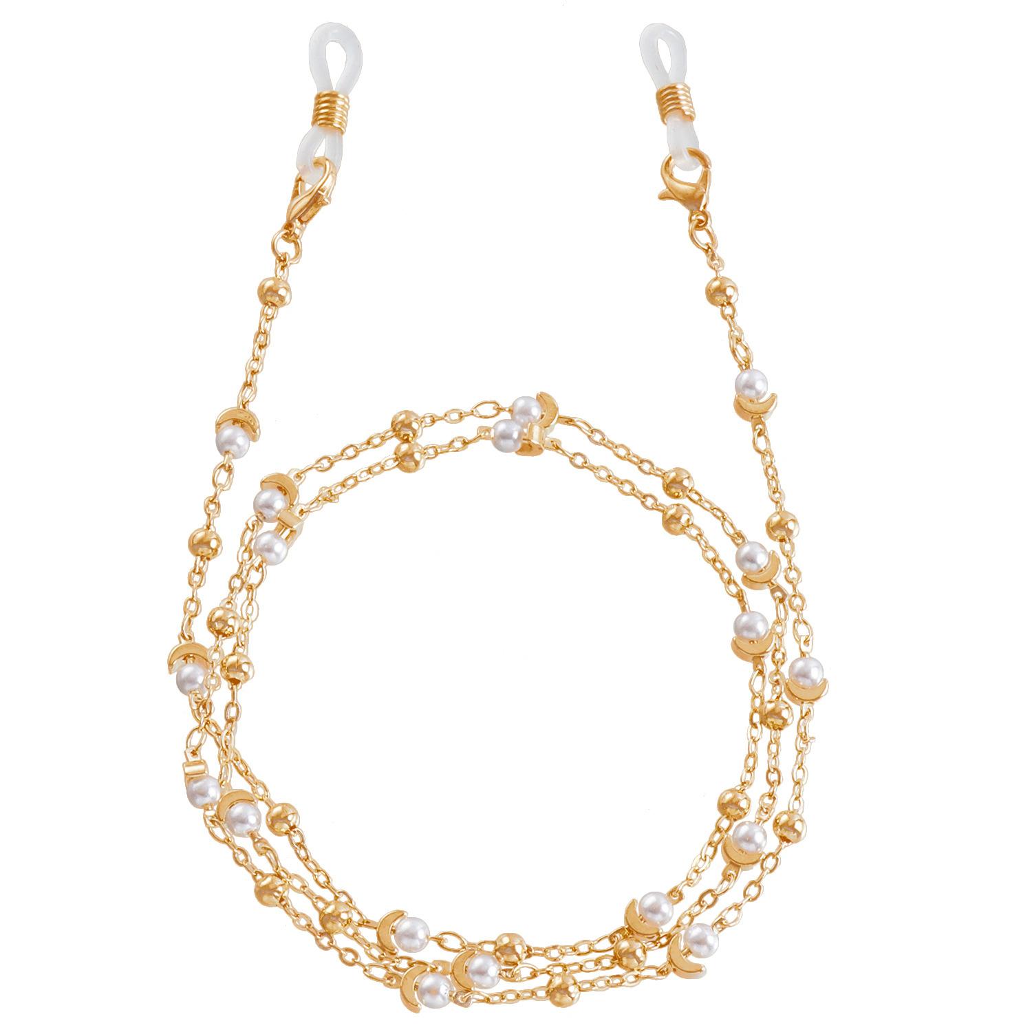 

Аксессуары Мини Полумесяц Имитация Жемчуга Расширенная Личность Нескользящий Свет Роскошные Очки Цепочка Маска Шнурки Лицо золотой