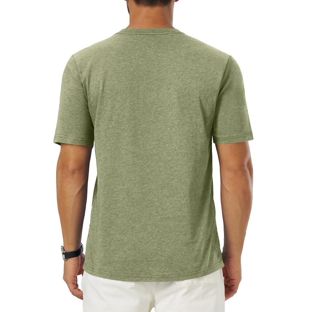 Men Crew Neck Short Sleeve T Shirt Outdoor Casual Basic Top Lightweight Breathable Fabric Fit Comfortable Design