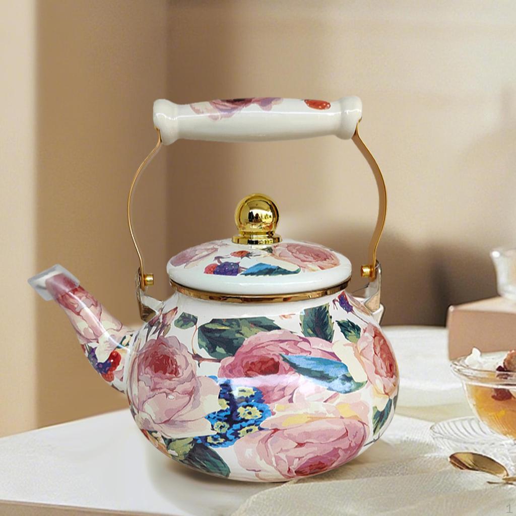 Enamel Tea Kettle 2.5L Teapot Beverage Jug Heat Resistant Water Pitche Thickened for