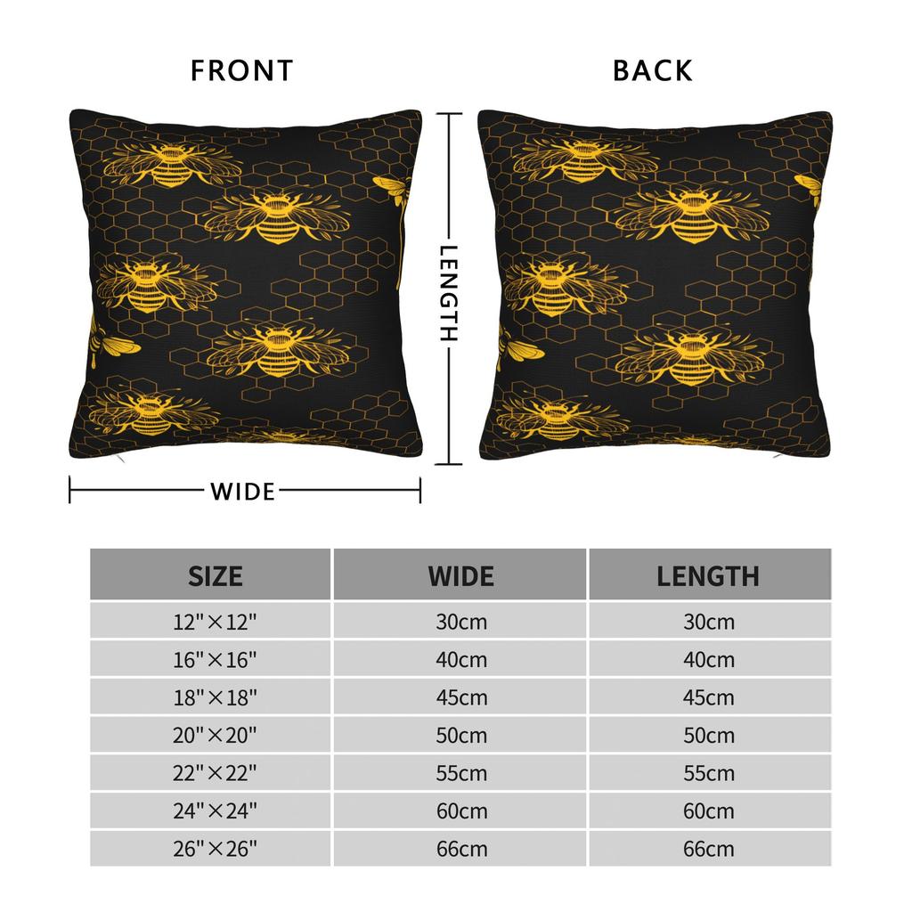 Bee Pattern Pillow Case  Soft Pillow Cover Vintage Cushion Cover For Sofa Couch Bed Living Room