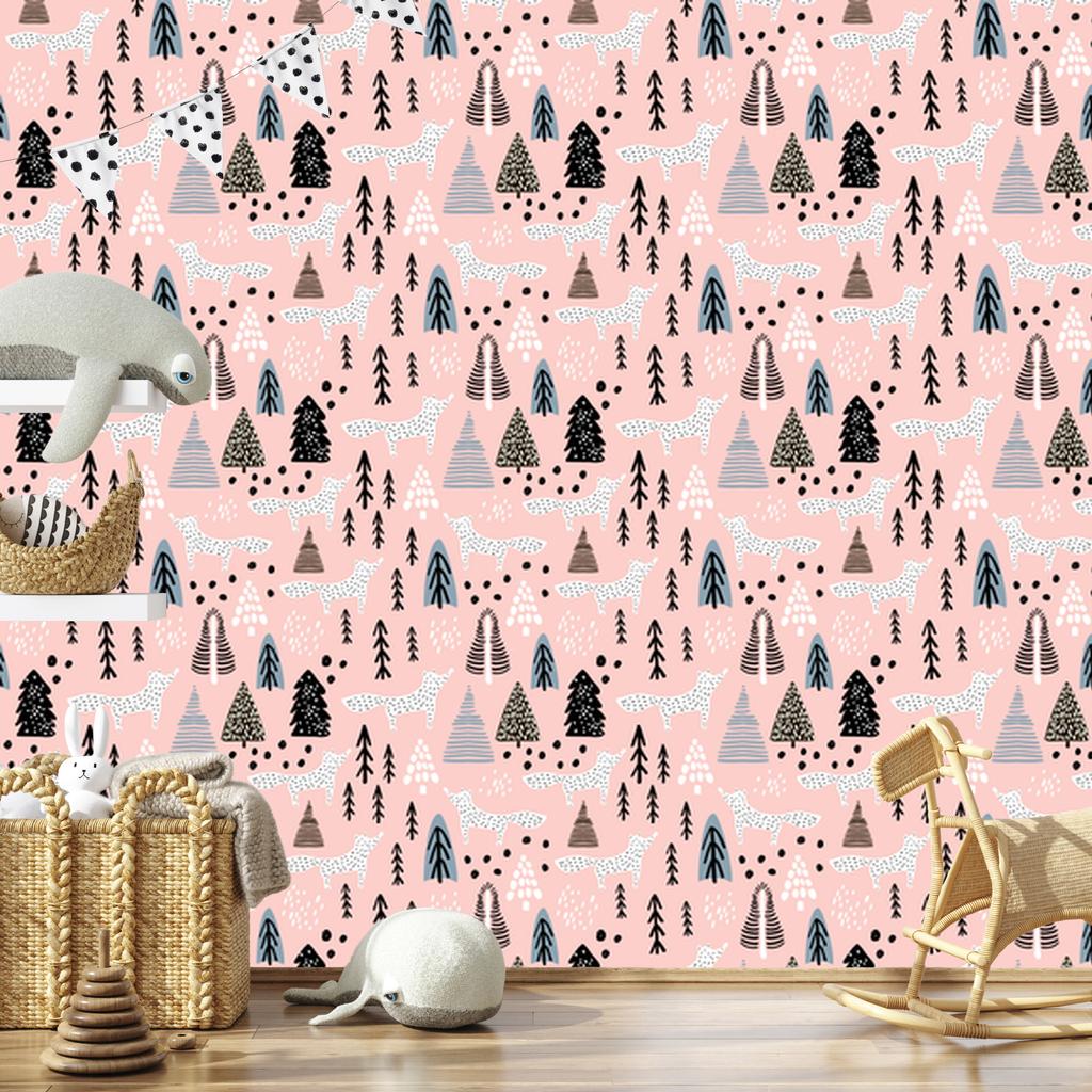 Minimalist Foxes In the Forest Wallpaper for Living Room and Bedroom 50x1000