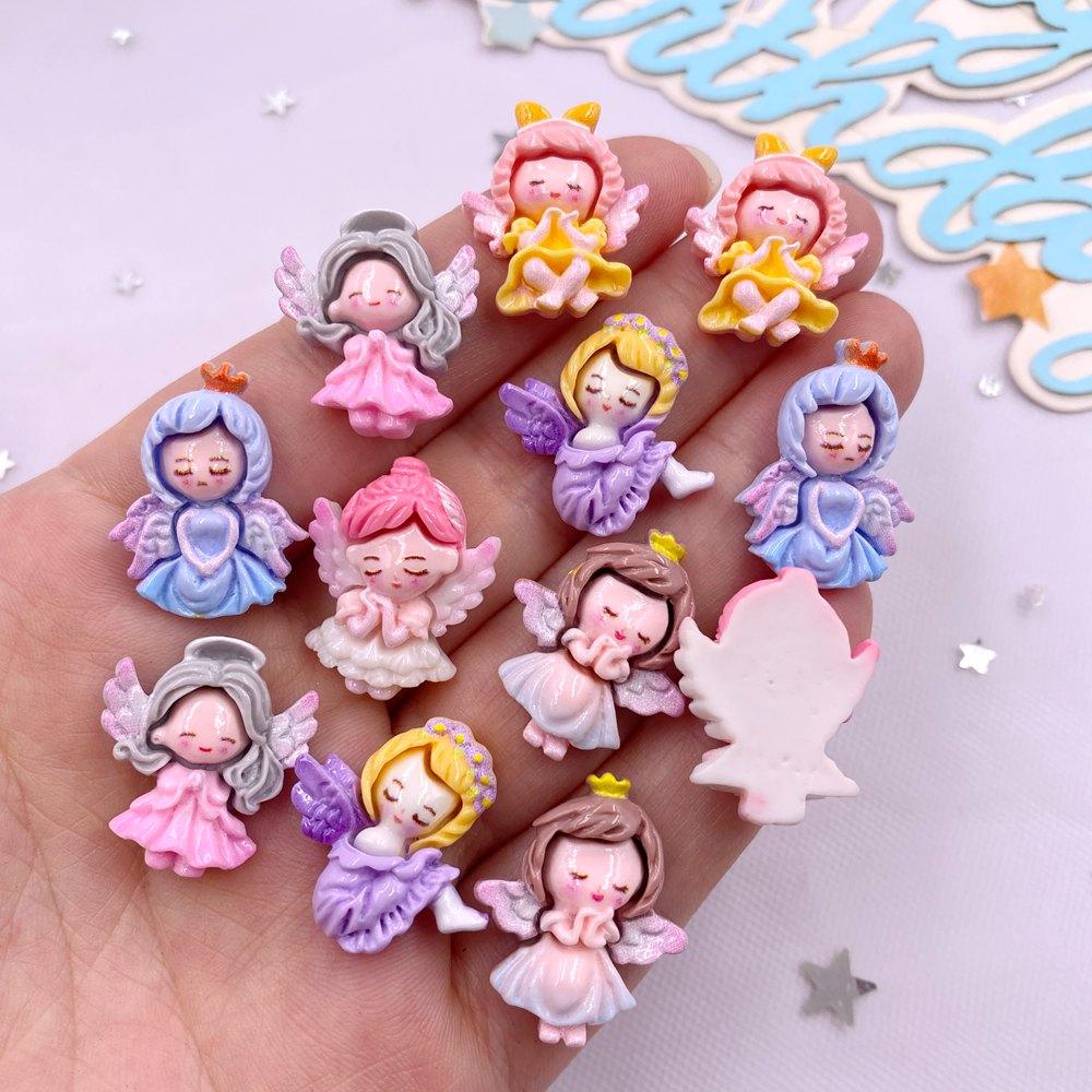 20 SZTŻywica Kawaii Kolorowy Kreskówkowy Aniołek Dziewczynka Płaska Kamień Wystrój Domu Księżniczka Wróżka Figurka Scrapbooking DIY Akcesoria Rękodzieło