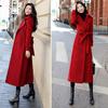 Winter Overcoat Solid Color Mid-calf Length Formal Long Sleeves Wear-resistant Keep Warm Business Double-breasted Coat Lady Coat for Prom