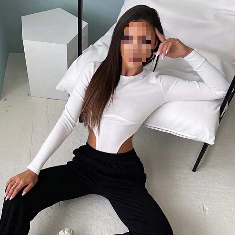 Y2K europeisk og amerikansk mote høst og vinter langermet tettsittende damejumpsuit