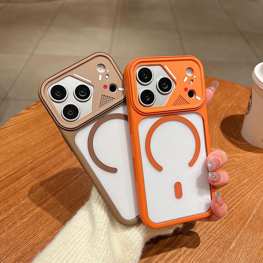 Compatible with iPhone 17 Pro Max: Ya Dun Acrylic Magnetic Transparent B-ring Lens Protection Case.