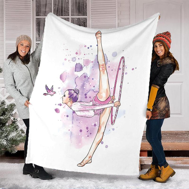 Gymnastics Theme Printed Blanket - Perfect for Couch, Bed, Travel & Outdoor Use | Machine Washable, Cozy & Durable.