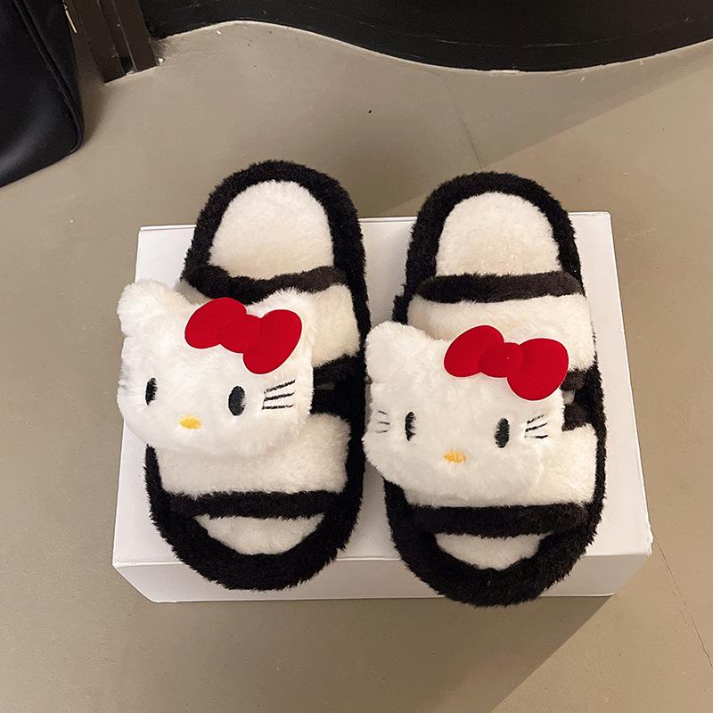 

Высококачественные тапочки-котята, женская обувь для улицы, новая универсальная модная теплая хлопковая обувь, осень-зима 2025 41 белый