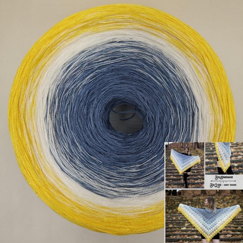 300g Mercerized Cotton Yarn Gradient Color Long Section Dyed Hand Wound Mixed Strand Cake Thread DIY Hand Knitted Shawl Scarf