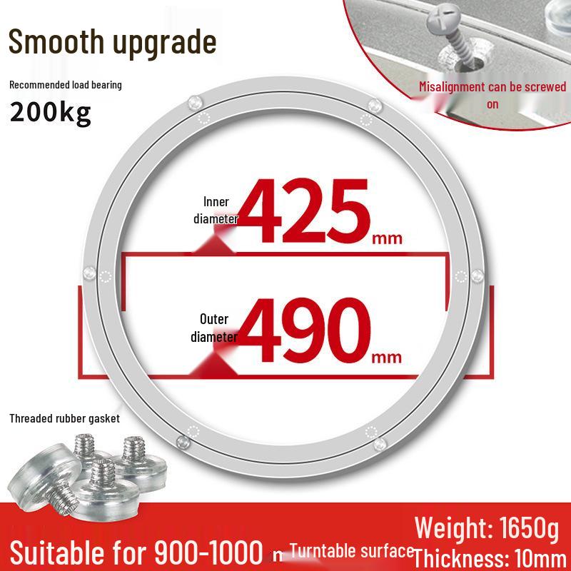 Round Marble Wooden Dining Table with Silent Aluminum Lazy Susan and Rotating Base