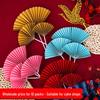 Chinese Style Red Sunflower Folding Fan Cake Topper