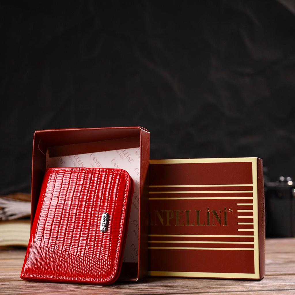 Small Size Lacquered Women's Wallet Made of Natural Textured Leather CANPELLINI 21800 Red