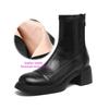 Krazing Pot Microfiber Round Toe Chunky Heels Motorcycle Boots Size 42 Zip Women Pleated Decoration Platform Ankle Boots