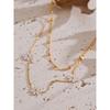 Yhpup Exquisite Natural Shell Flower Double Layer Chain Overlay Necklace 18K Golden Plated Stainless Steel Fashion Jewelry Gift