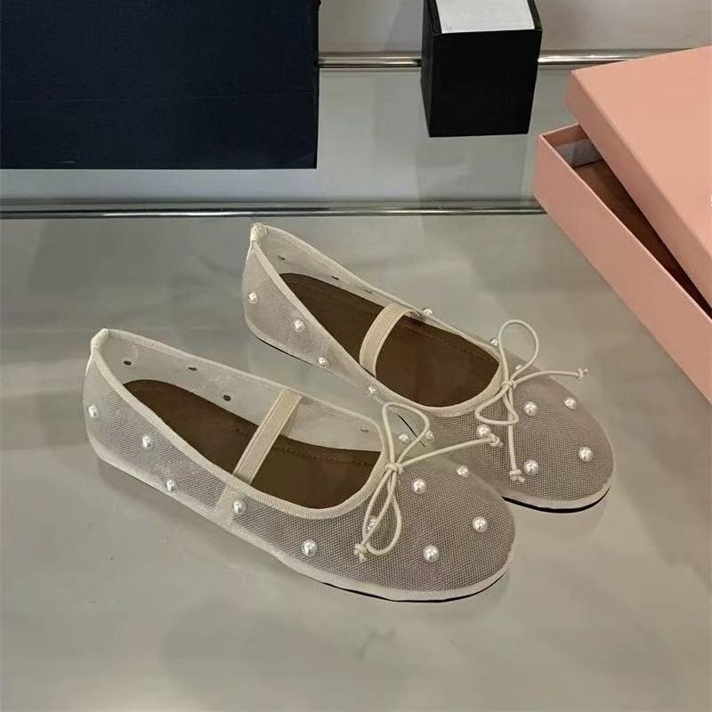 Móda 2025 Módní Kamínky Dámské Baleríny Taneční Obuv Dámská Mělká Obuv Síťovaná Prodyšná Dámské Baleríny Boty Mary Janes