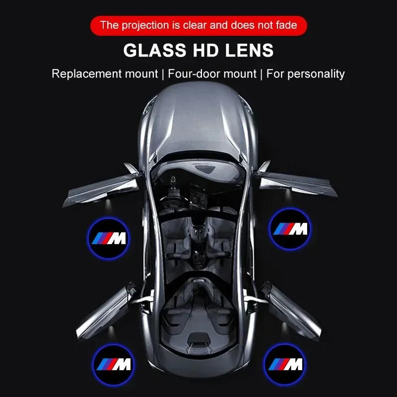 KTINL1 Car Sticker Car Door LED HD Welcome Courtesy Shadow Projector Lamp Logo Light For BMW E46 E90 E39 F30 F10 F20 X5 E70 E53 G30 Car