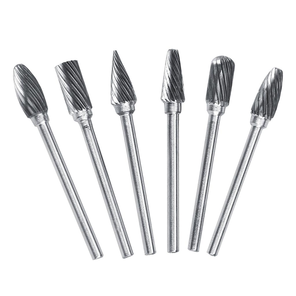 10pcs Tungsten Carbide Steel   Files Burr Set 3mm Shank 6mm Cutting Diameter Double Cut
