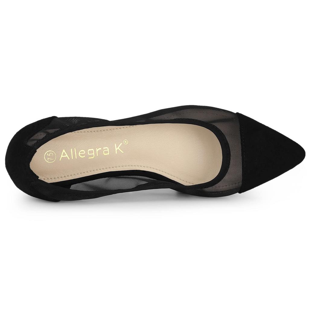 Allegra K Women's Mesh Pointed Toe Slip-On Flats, Black, Size 23.0cm