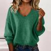 Women's Fashionable Casual Knitted Top Loose-Fit Solid-Colour Long-Sleeved Jumper