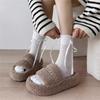 Internet celebrity thick bottom fluffy slippers women wear 2025 new autumn and winter fashion high sense versatile office cotton mop