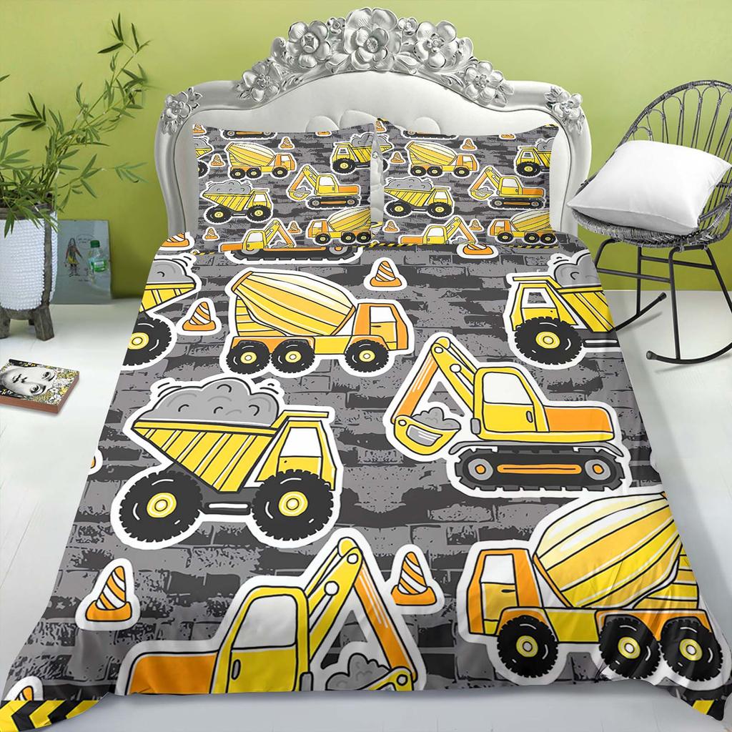 Cartoon Car Anime Bedding Set Duvet CoverPolyester Suitable For Children And Adults 3-Piece Set