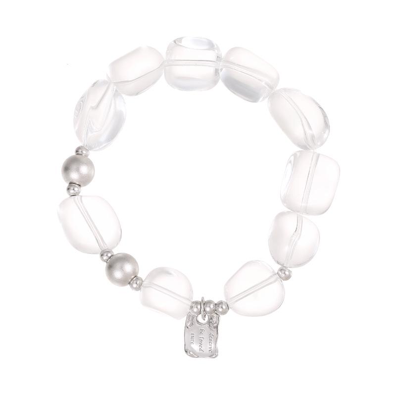 Cui Yan S925 Sterling Silver Korean Style White Crystal Women's Bracelet - Light Luxury Niche Ins Style Elastic Cord Bracelet