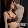 New lace satin splicing underwear women's small breasts gather and show big without steel ring upper support sexy bra