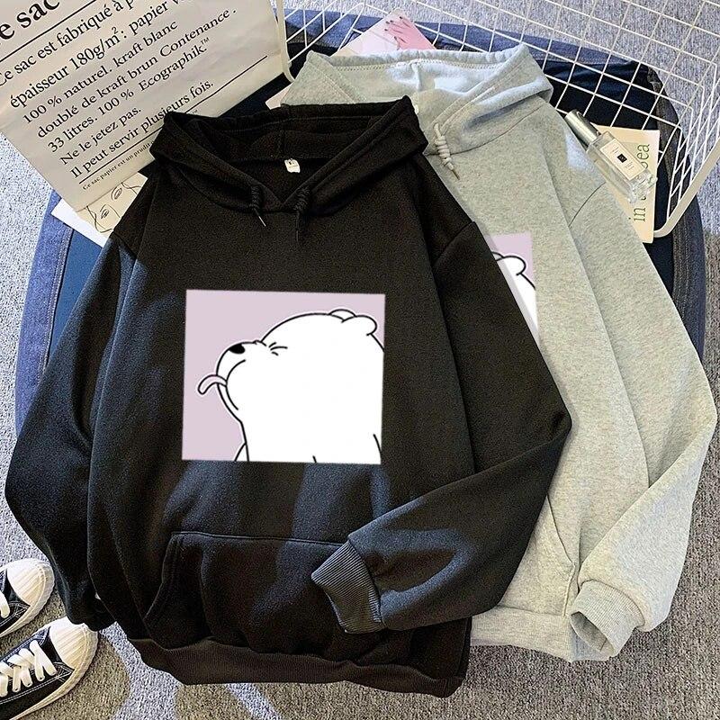 Langue collant ours drôle surdimensionné sweat Kawaii dessins animés sweats à capuche gris haut vêtements à capuche hiver femmes sweats à capuche à manches longues unisexe