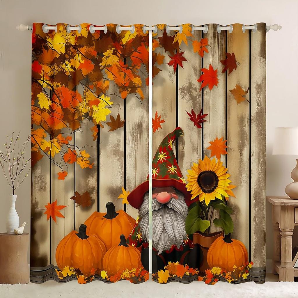 Rustikales Thanksgiving Truthahn Vorhang Glücklicher Herbst Alle Vorhänge Herbsternte Schlafzimmer Bauernhof Kürbis Fenster Verdunkelnd Polyester Ideal Für Schlafbereich