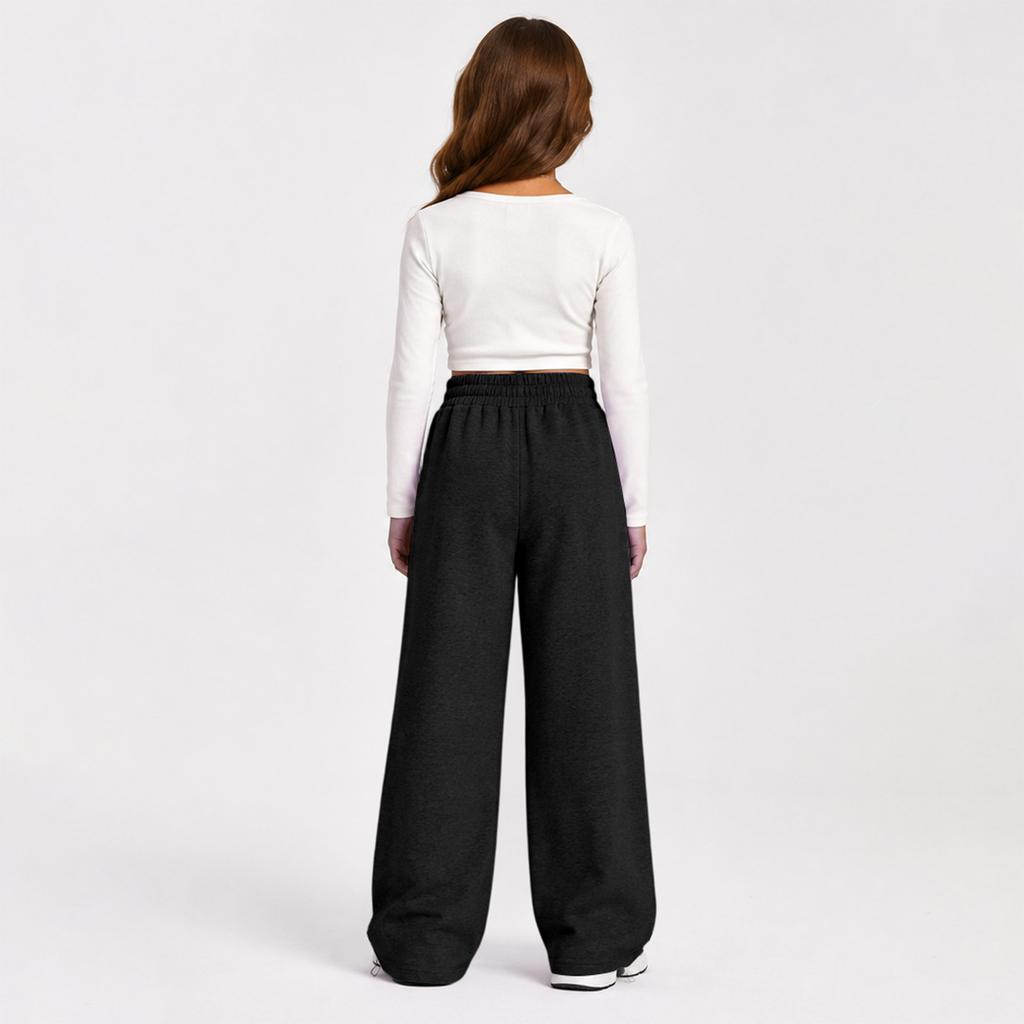 Kids High Waist Wide Leg Yoga Pants Color Athletic Sweatpants for Boys and Girls