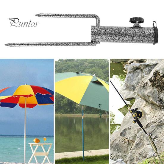 Patio Umbrella Holder Ground Stake Adjustable Heavy Duty Metal Outdoor Garden Beach Umbrella Parasol Flagpole Stand Base Umbrella Accessories