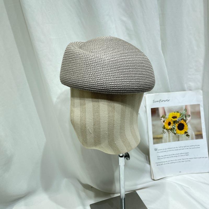 Women New Classical Sun Hat Stylish Solid Color Pillbox Hat Beret Casual Painter Stewardess Straw Hat