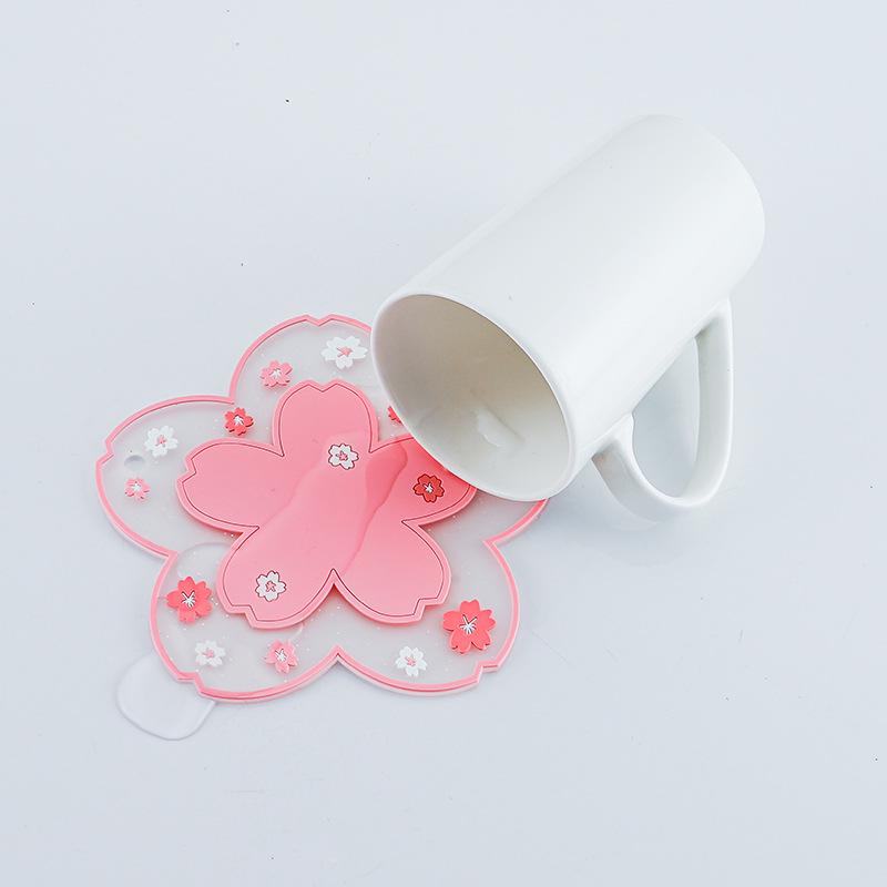 Cherry Blossom Heat Insulation Mat for Dining Table - PVC Anti-Scald Flower Coaster & Casserole Pot Mat.