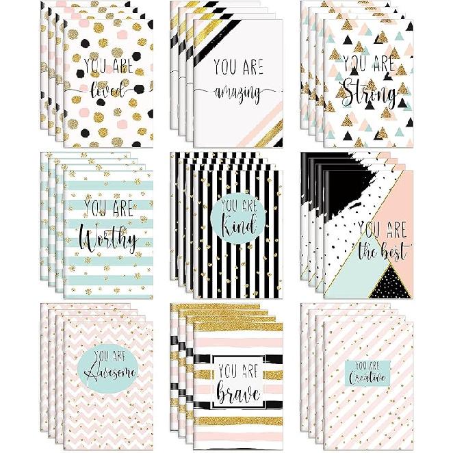 Sherr 72 Pcs Inspirational Notepads Party Favors Mini Motivational Journal Notebook Glitter Lines and Dots Inspiring Small Pocket Notepads Bulk for